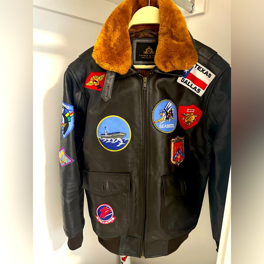 Top Gun Genuine Leather Bomber Jacket- Men’s Small